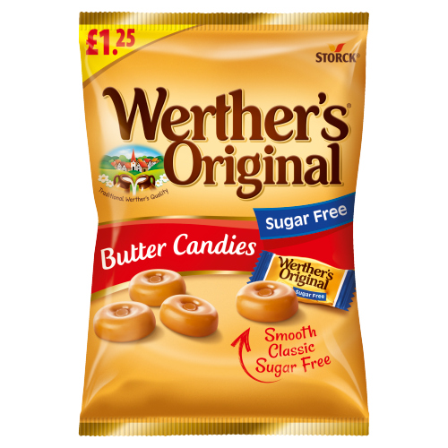 WERTHER'S ORIGINAL SUGAR FREE BUTTER CANDIES PMP £1.25 65G