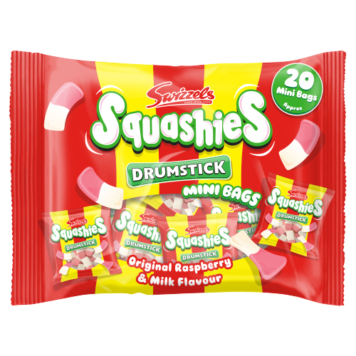 SWIZZELS ORIGINAL RASPBERRY & MILK DRUMSTICK SQUASHIES POUCH 280G
