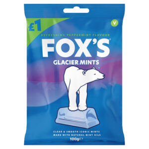 FOX'S REFRESHING PEPPERMINT FLAVOUR GLACIER MINTS PMP £1.00 100G