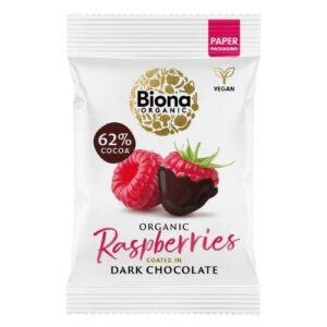 BIONA ORGANIC DARK CHOCOLATE RASPBERRIES 45G