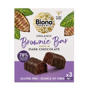 BIONA ORGANIC DARK CHOCOLATE BROWNIE BAR 3PK 40G