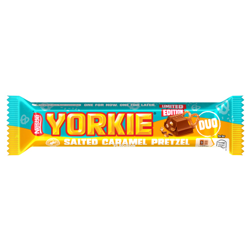 YORKIE SALTED CARAMEL PRETZEL MILK CHOCOLATE DUO BAR 66G