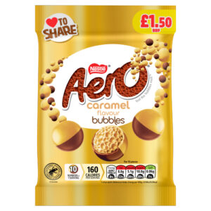 AERO BUBBLES CARAMEL CHOCOLATE SHARING BAG PMP £1.50 80G